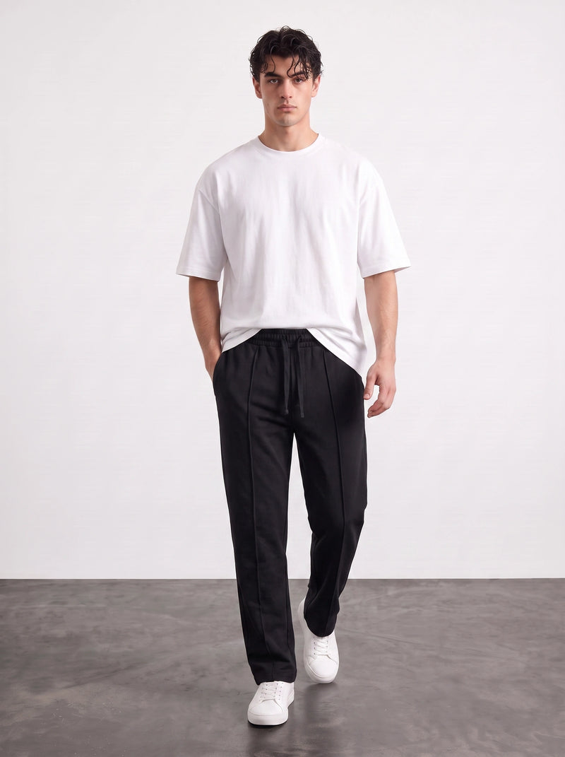 Black Relaxed Front Seam Trousers | Montivo Pakistan
