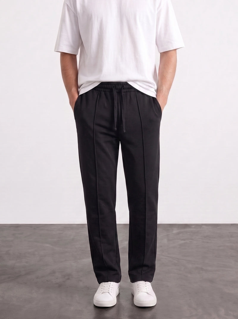 Black Relaxed Front Seam Trousers | Montivo Pakistan