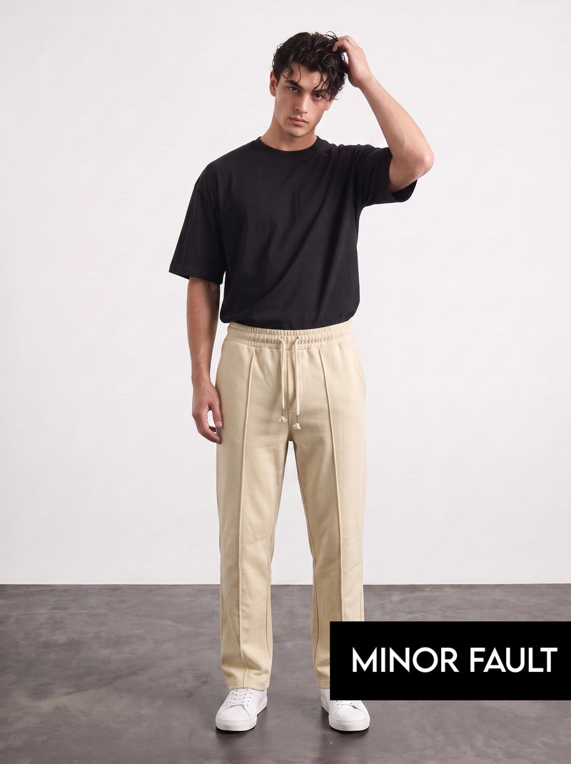 (Minor Fault) Beige Relaxed Front Seam Trousers | Montivo Pakistan