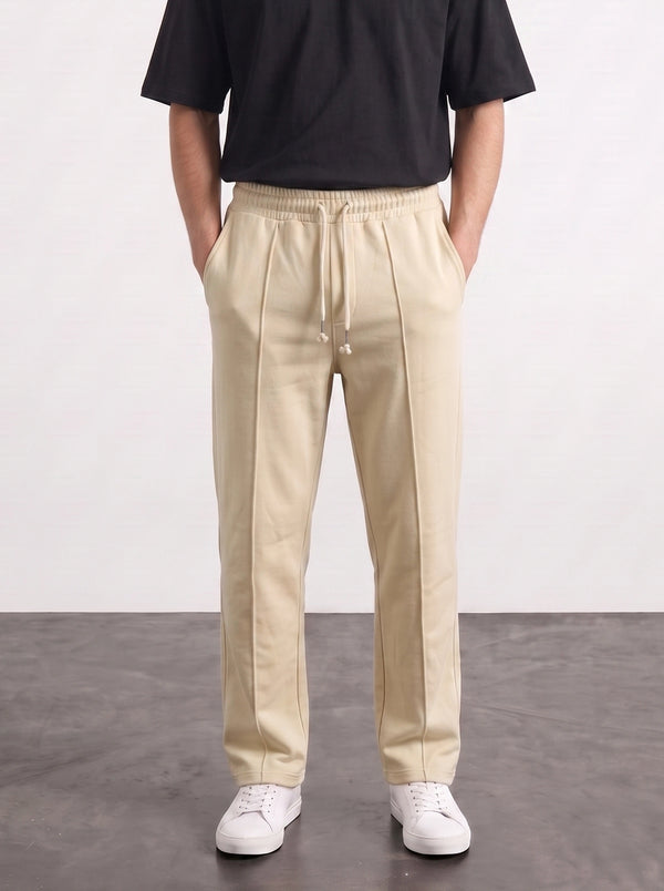 Beige Relaxed Front Seam Trousers | Montivo Pakistan