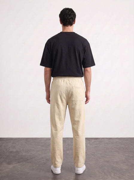 Beige Relaxed Front Seam Trousers