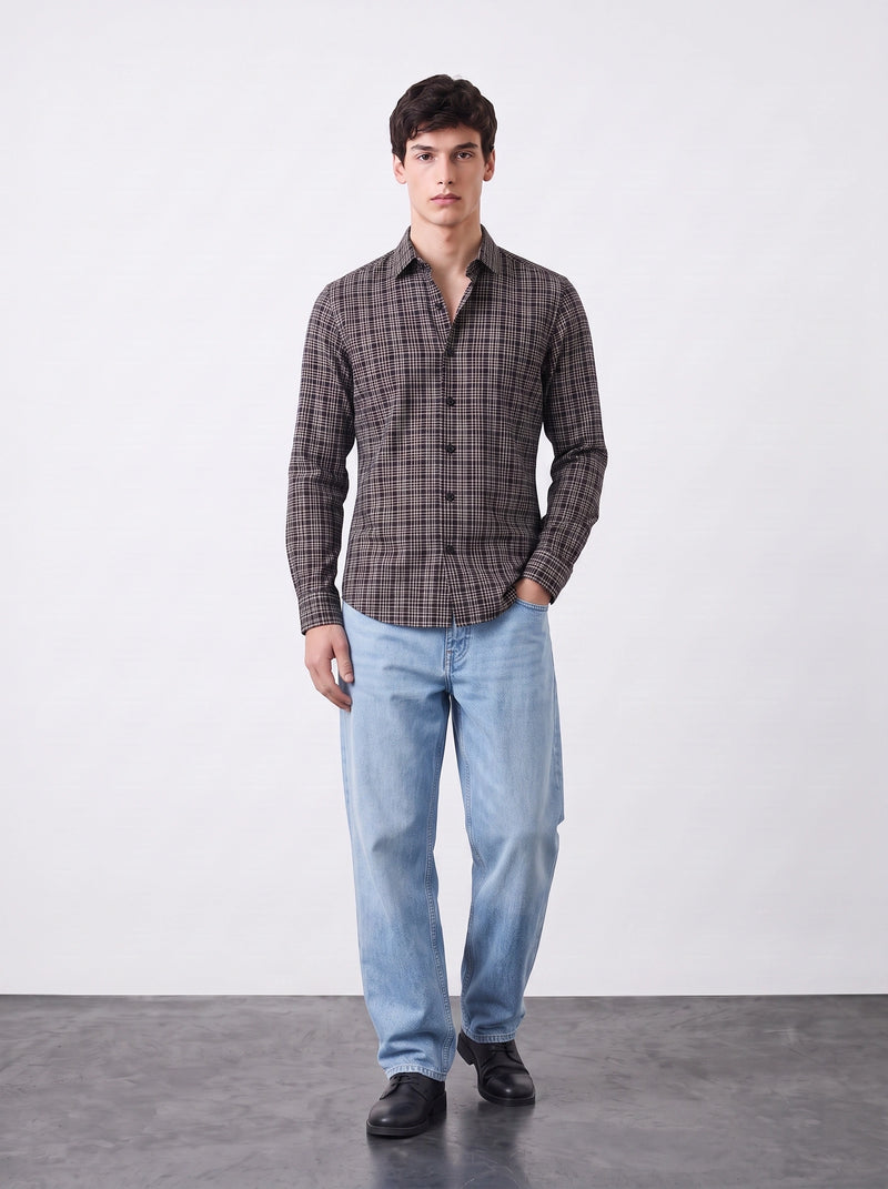 Burgundy Micro Check Shirt | Montivo Pakistan