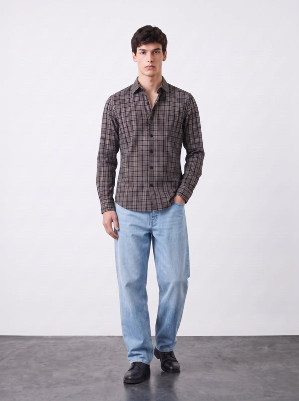 Burgundy Micro Check Shirt