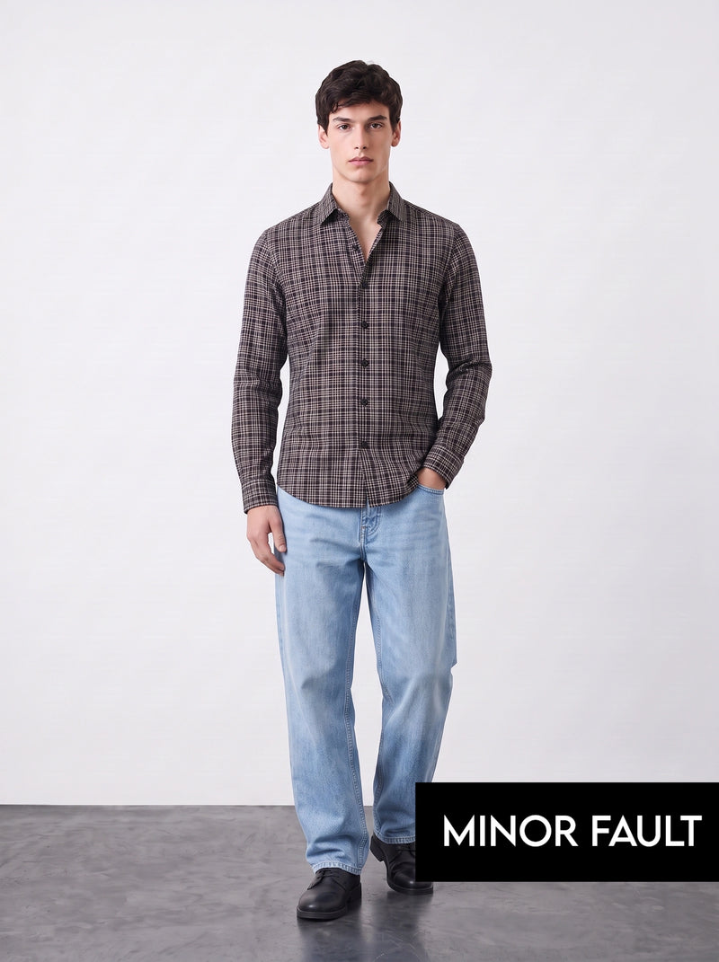 (Minor Fault) Burgundy Micro Check Shirt