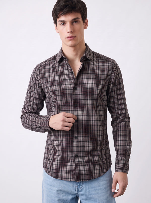 Burgundy Micro Check Shirt