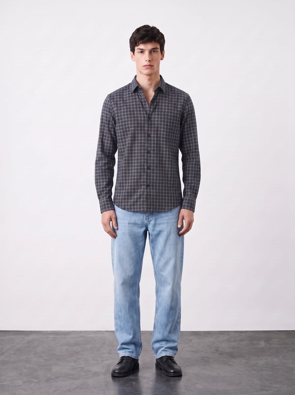 Navy Check Shirt