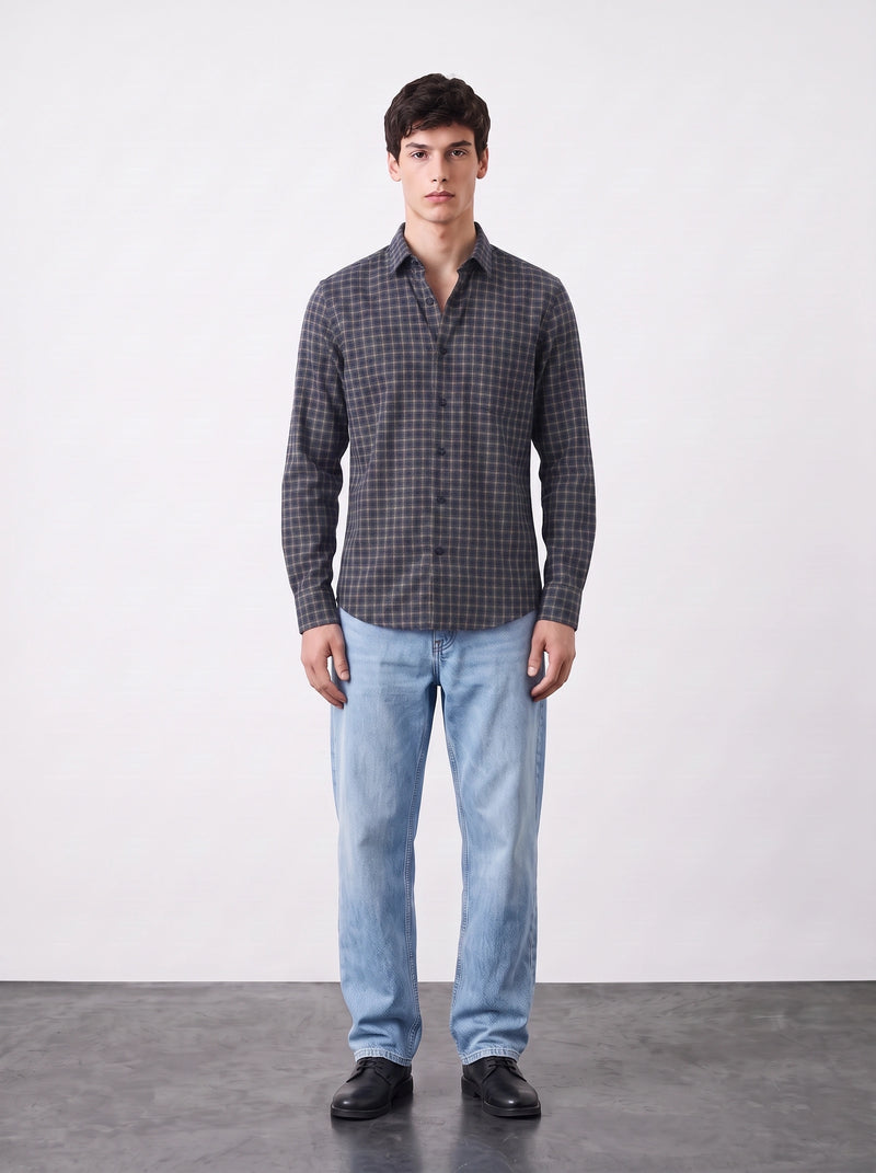 Navy Check Shirt