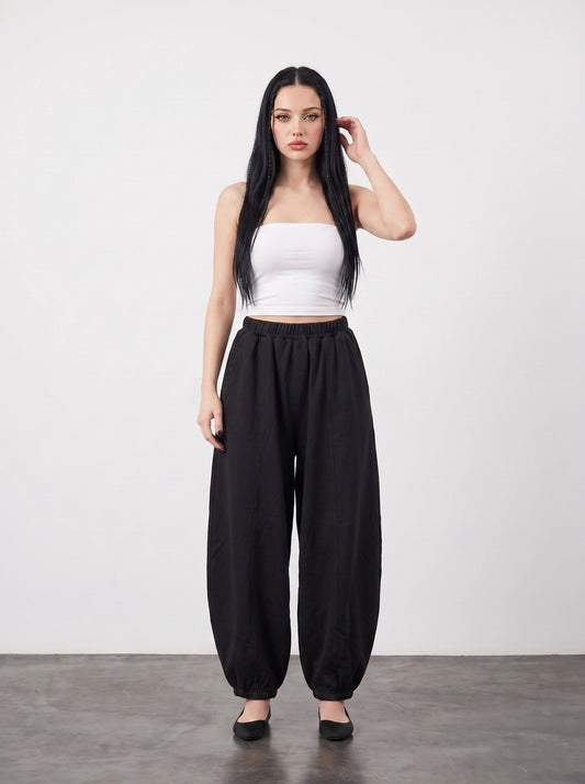 Black Seamed Balloon Trousers