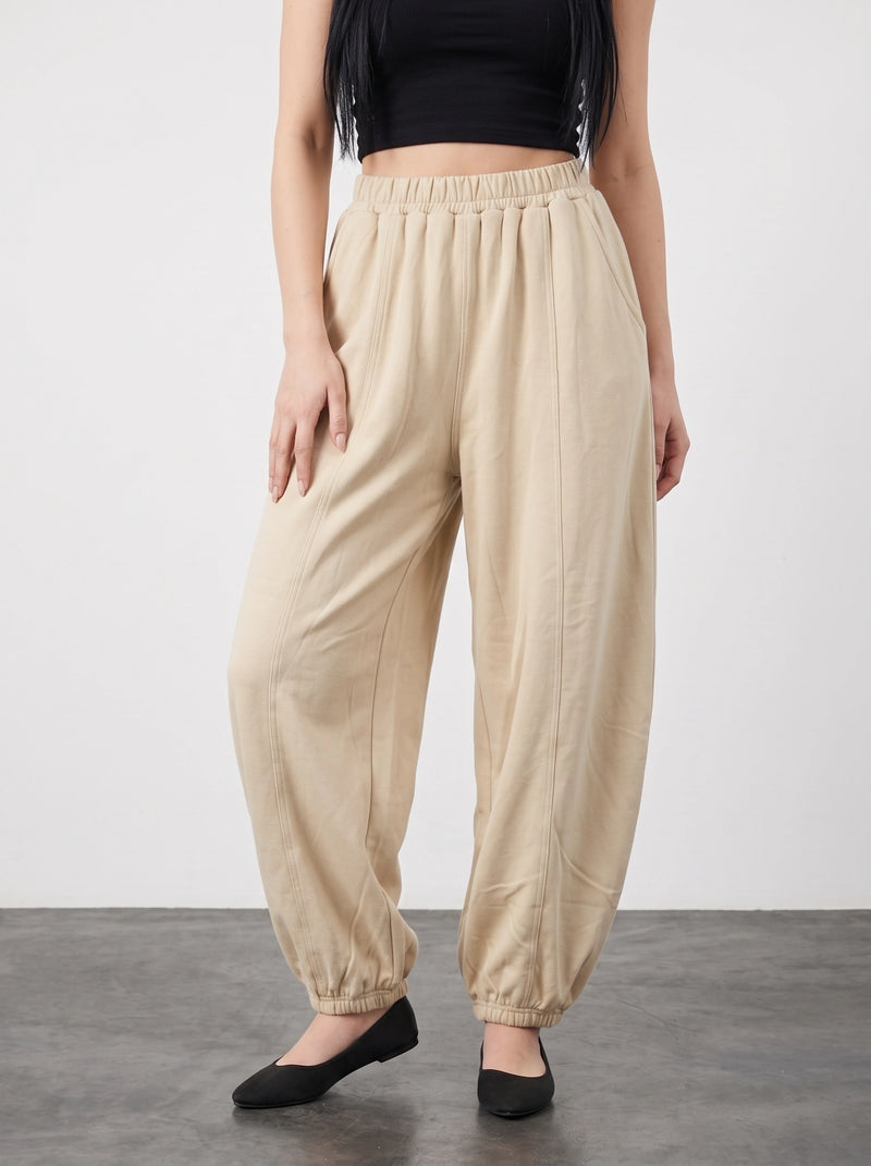 Beige Seamed Balloon Trousers | Montivo Pakistan