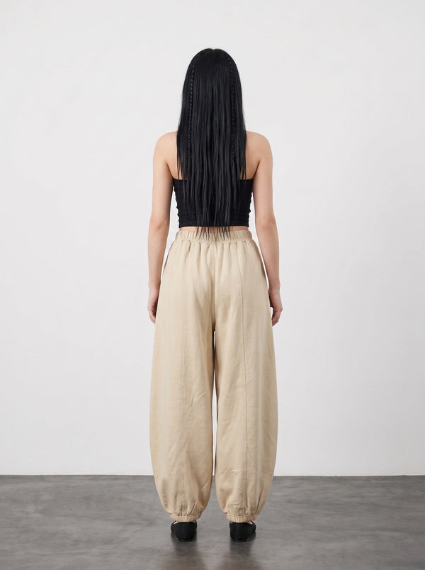 Beige Seamed Balloon Trousers | Montivo Pakistan