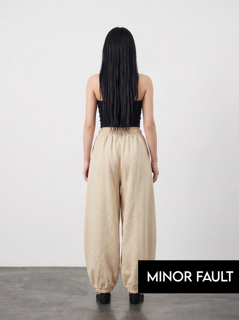 (Minor Fault) Beige Seamed Balloon Trousers | Montivo Pakistan