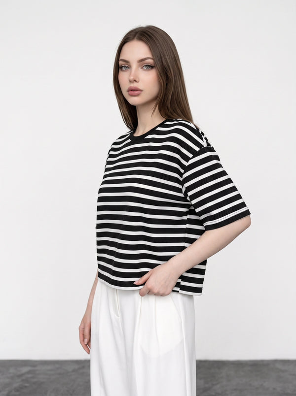 Black & White Stripes Oversized Tshirt