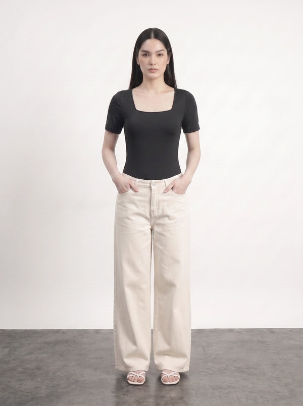 Black Square Neck Bodysuit | Montivo Pakistan