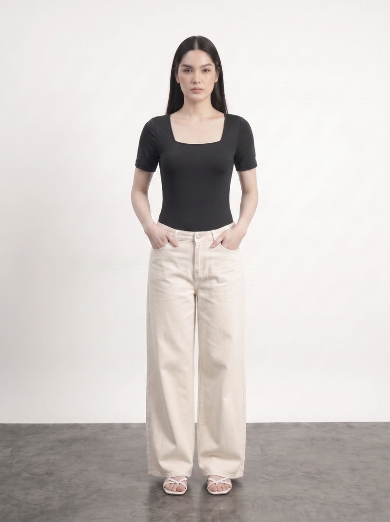 Black Square Neck Bodysuit | Montivo Pakistan