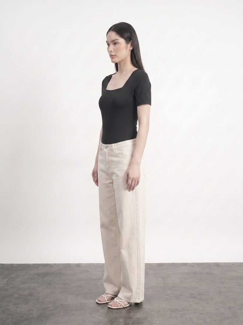 Black Square Neck Bodysuit | Montivo Pakistan