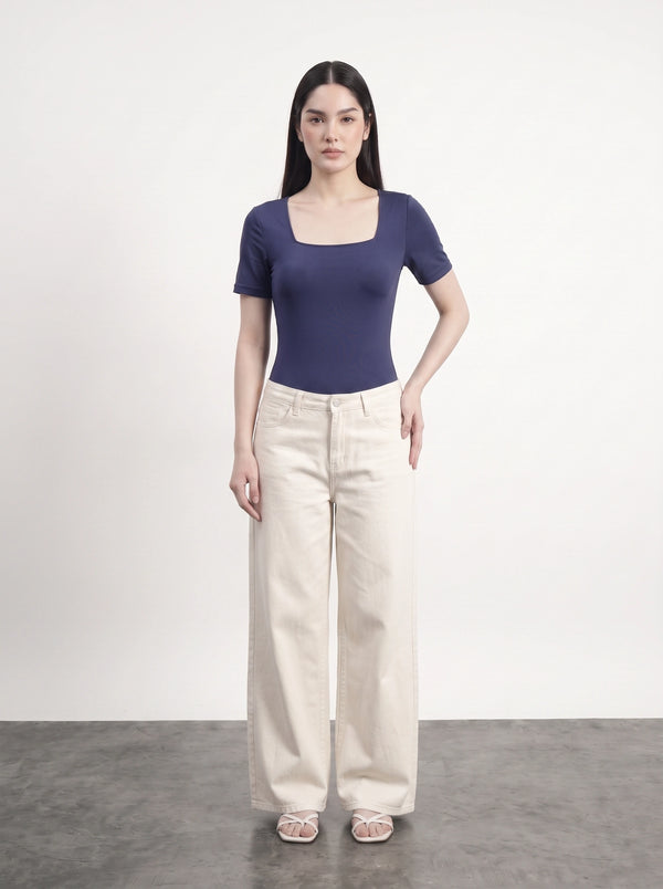 Navy Square Neck Bodysuit | Montivo Pakistan