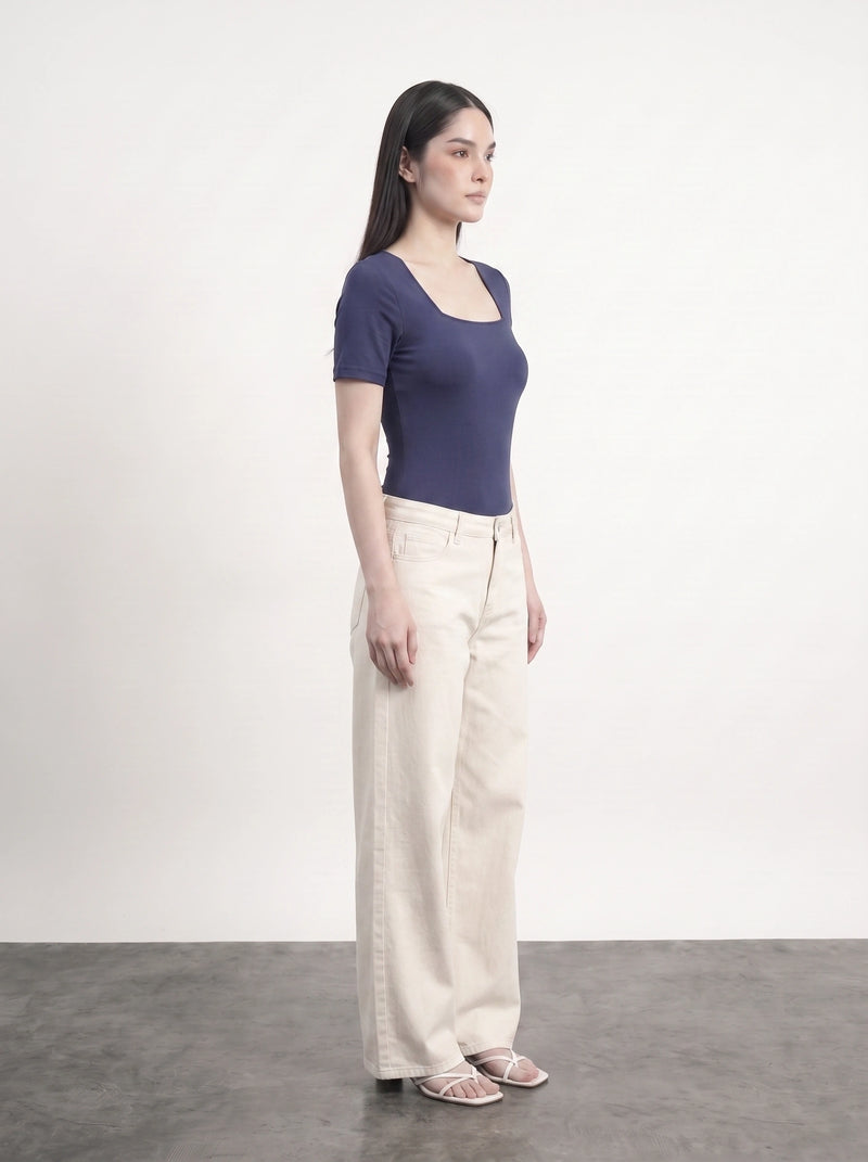 Navy Square Neck Bodysuit | Montivo Pakistan