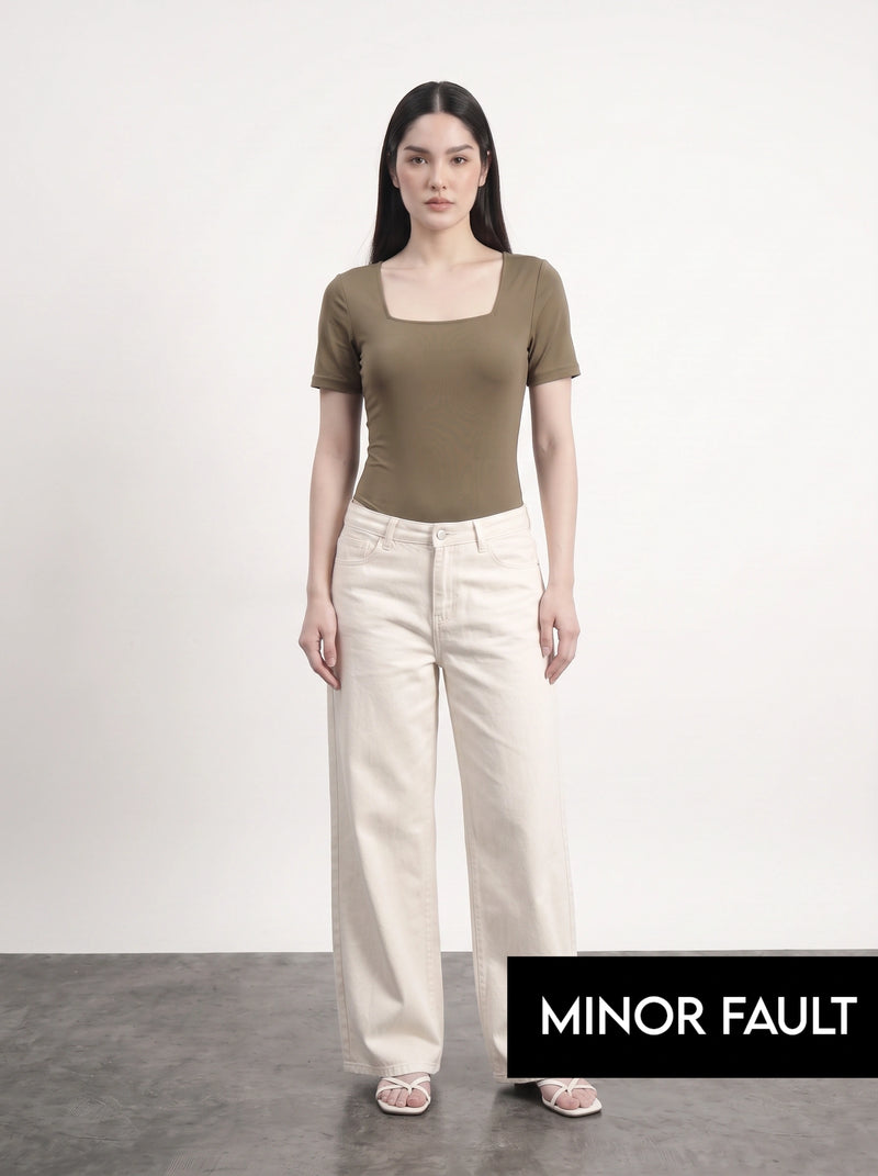 (Minor Fault) Brown Square Neck Bodysuit | Montivo Pakistan