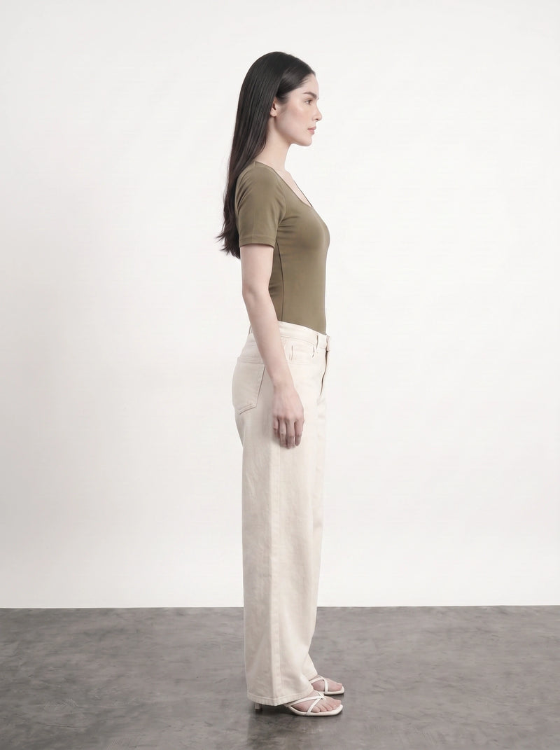 Brown Square Neck Bodysuit | Montivo Pakistan