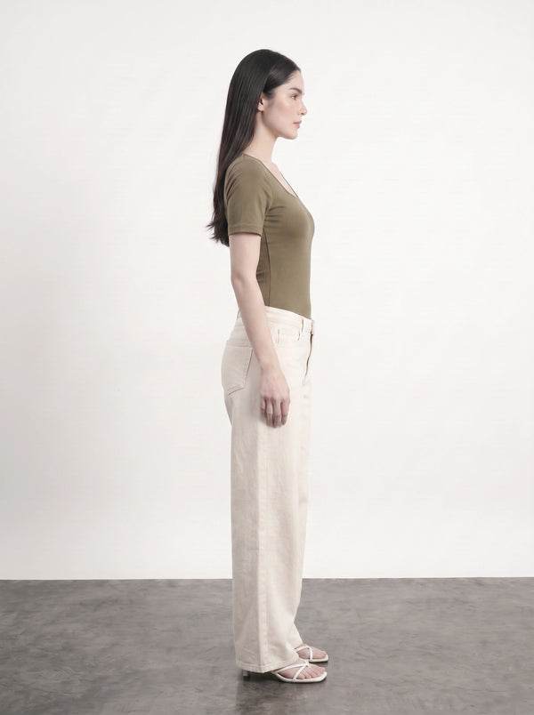 Brown Square Neck Bodysuit