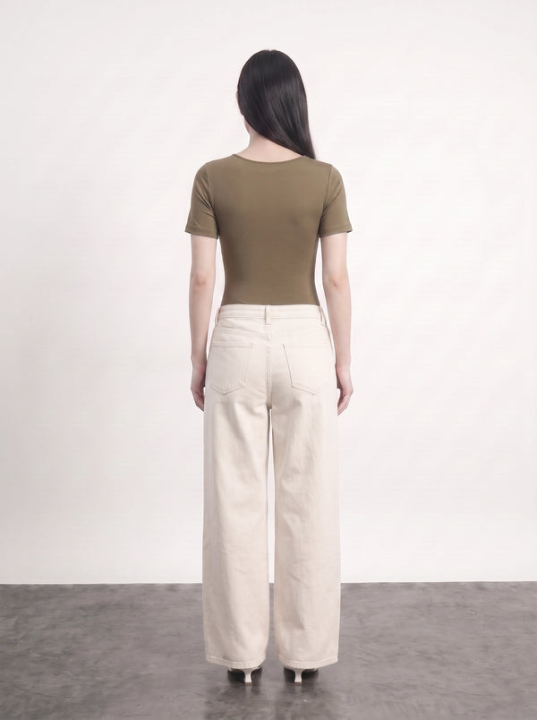 Brown Square Neck Bodysuit