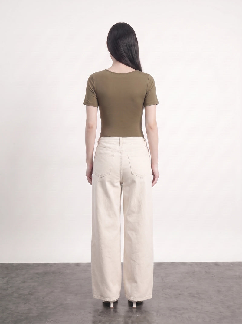 Brown Square Neck Bodysuit