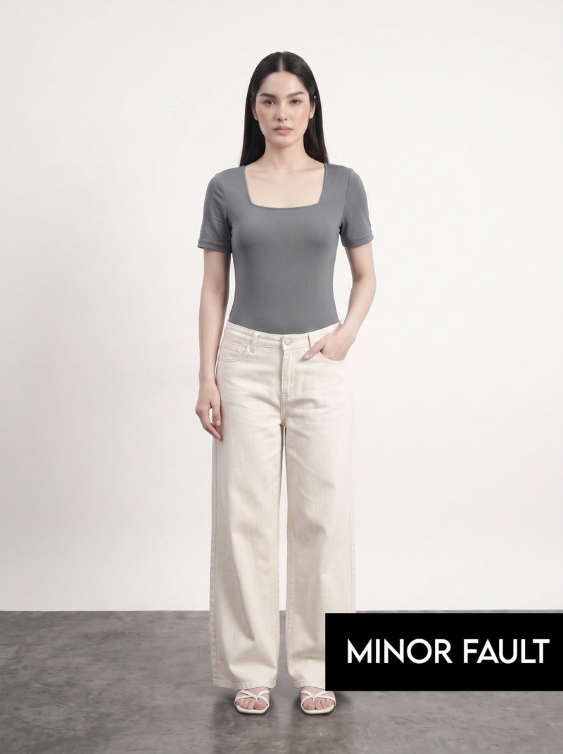 (Minor Fault) Grey Square Neck Bodysuit | Montivo Pakistan