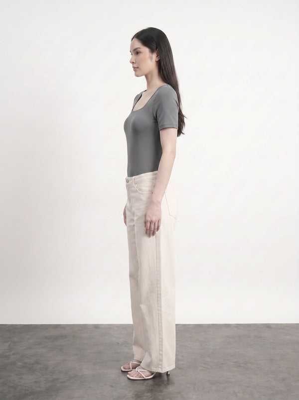 Grey Square Neck Bodysuit
