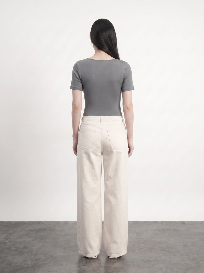 Grey Square Neck Bodysuit