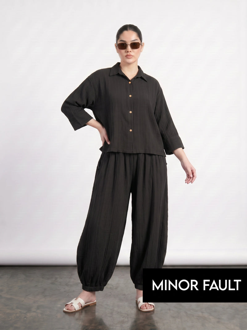 (Minor Fault) Black Crushed Oversized Shirt