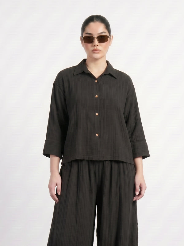 Black Crushed Oversized Shirt