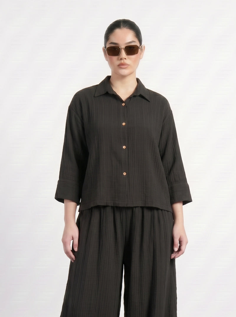 Black Crushed Oversized Shirt