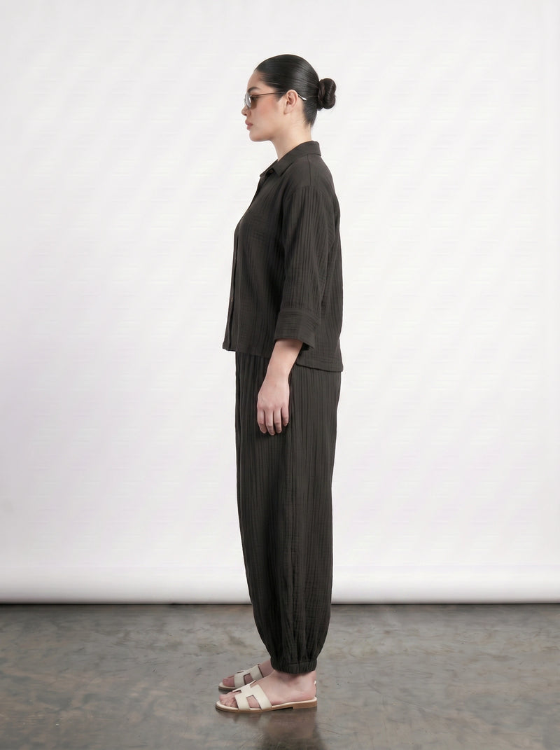 Black Crushed Oversized Shirt