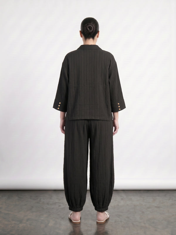 Black Crushed Oversized Shirt