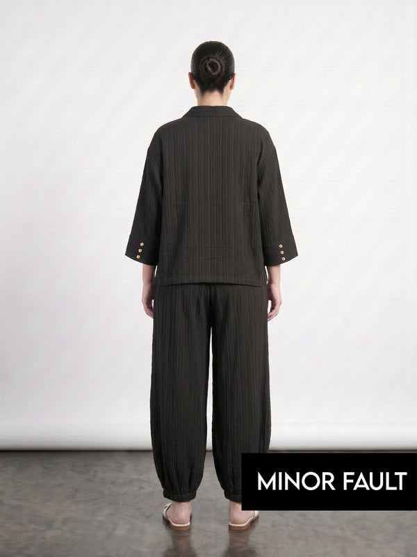 (Minor Fault) Black Crushed Oversized Shirt