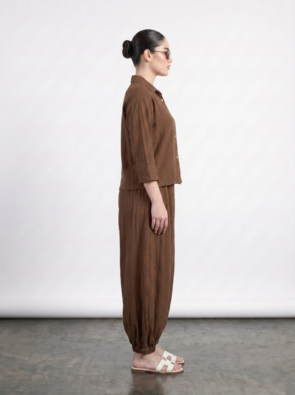 Brown Crushed Oversized Shirt