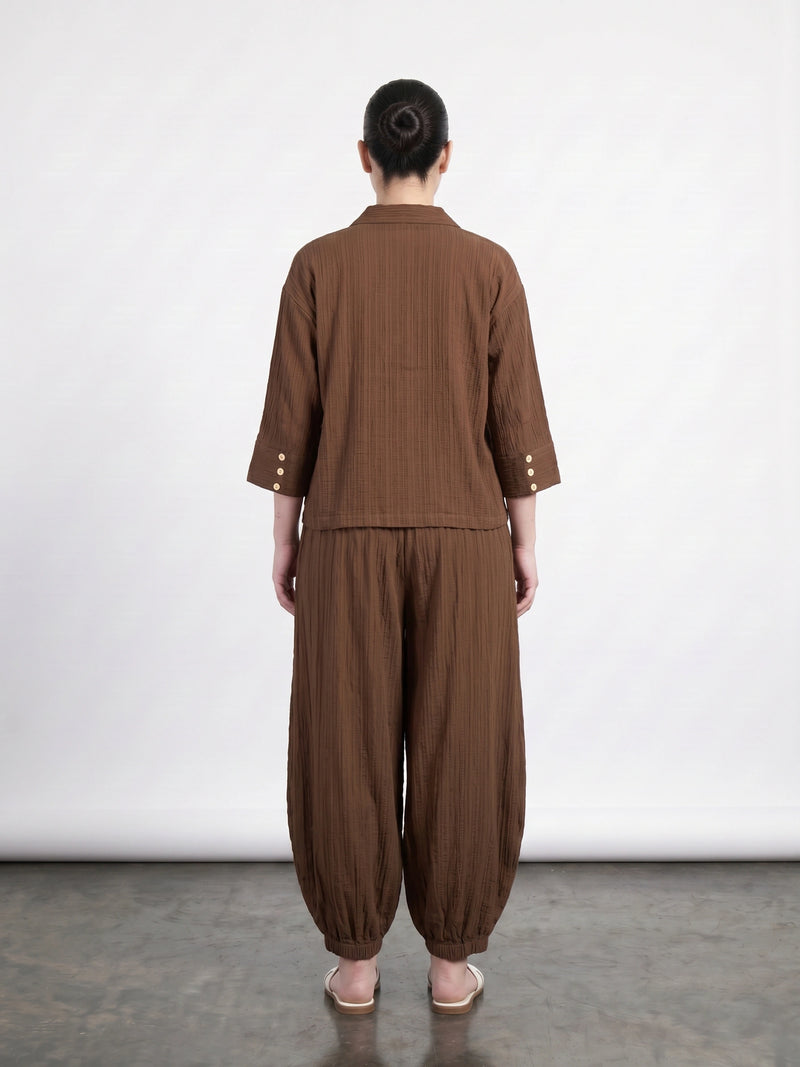 Brown Crushed Oversized Shirt