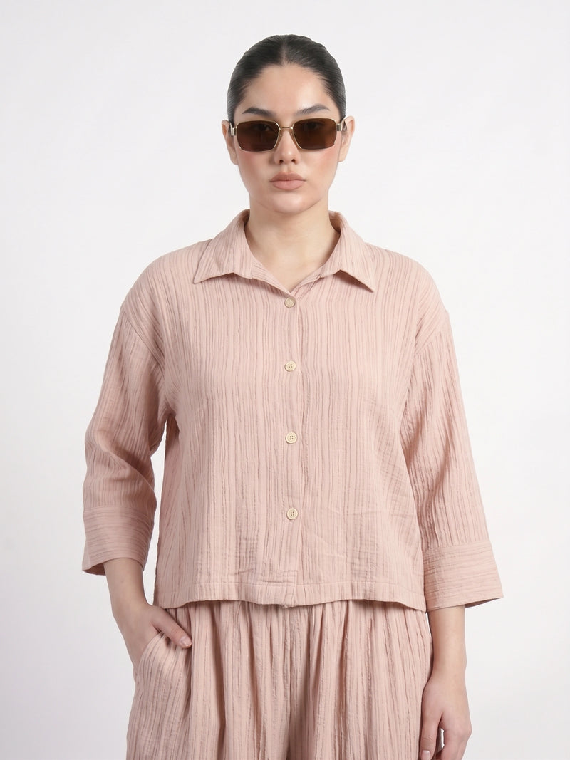 Pink Crushed Oversized Shirt | Montivo Pakistan