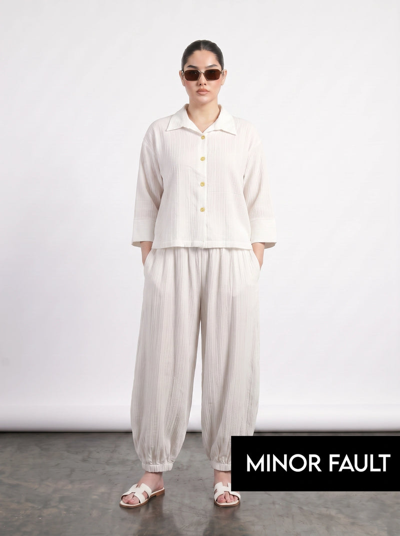 (Minor Fault) White Crushed Oversized Shirt