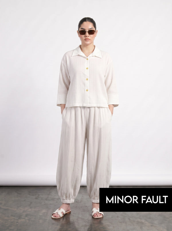 (Minor Fault) White Crushed Oversized Shirt