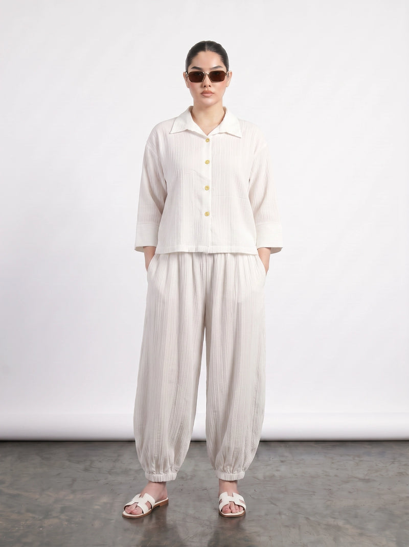 White Crushed Oversized Shirt