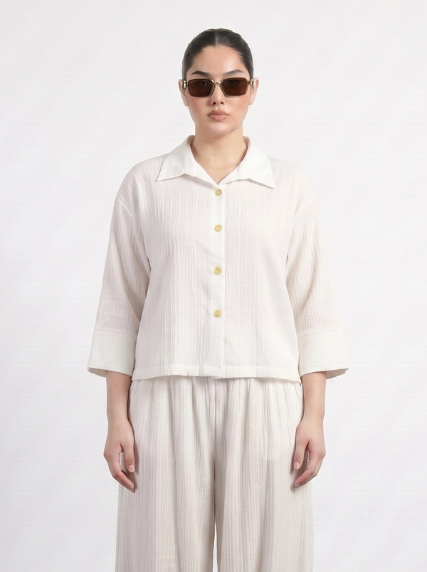 White Crushed Oversized Shirt