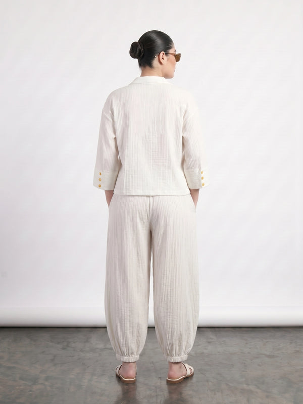 White Crushed Oversized Shirt