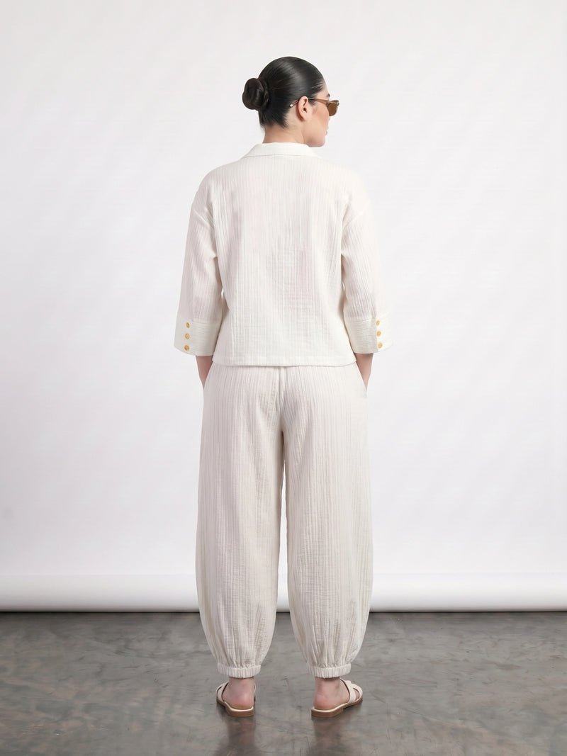 White Crushed Oversized Shirt