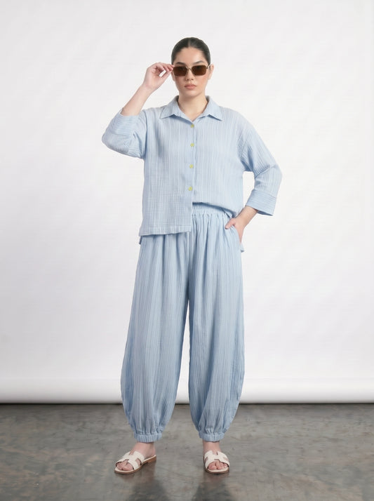 Light Blue Crushed Oversized Shirt