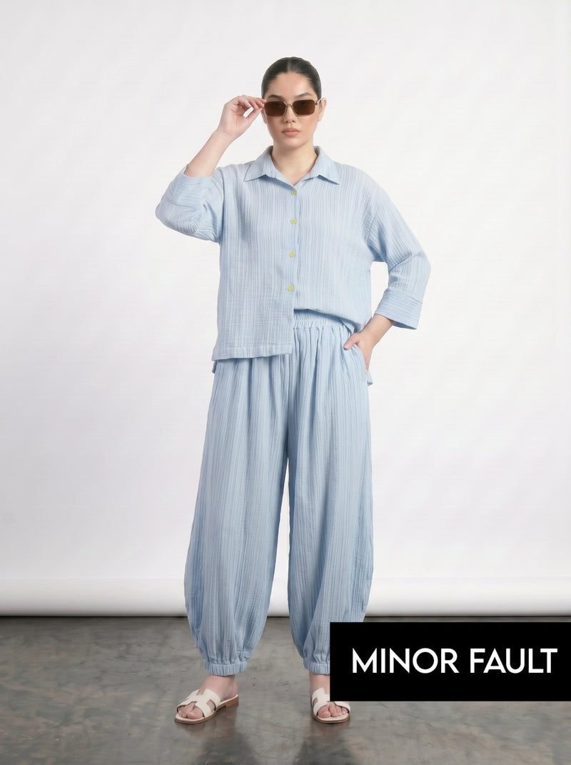 (Minor Fault) Light Blue Crushed Oversized Shirt