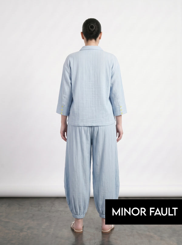 (Minor Fault) Light Blue Crushed Oversized Shirt