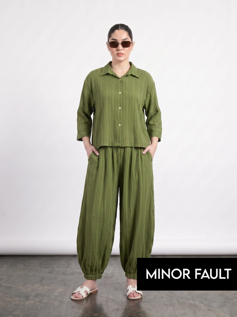 (Minor Fault) Green Crushed Oversized Shirt