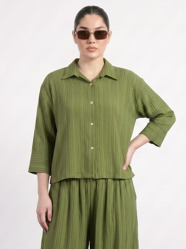 Green Crushed Oversized Shirt