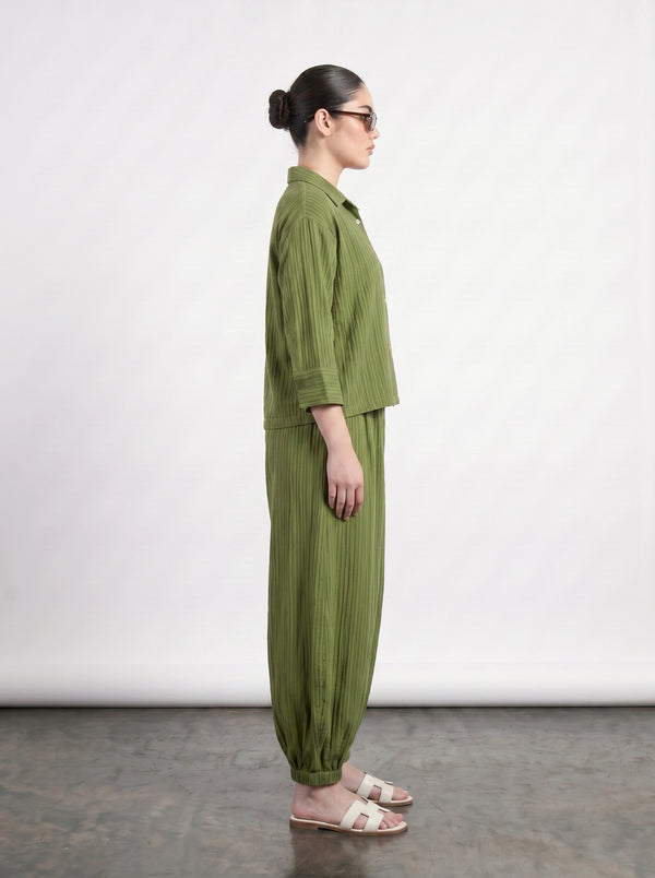 Green Crushed Oversized Shirt